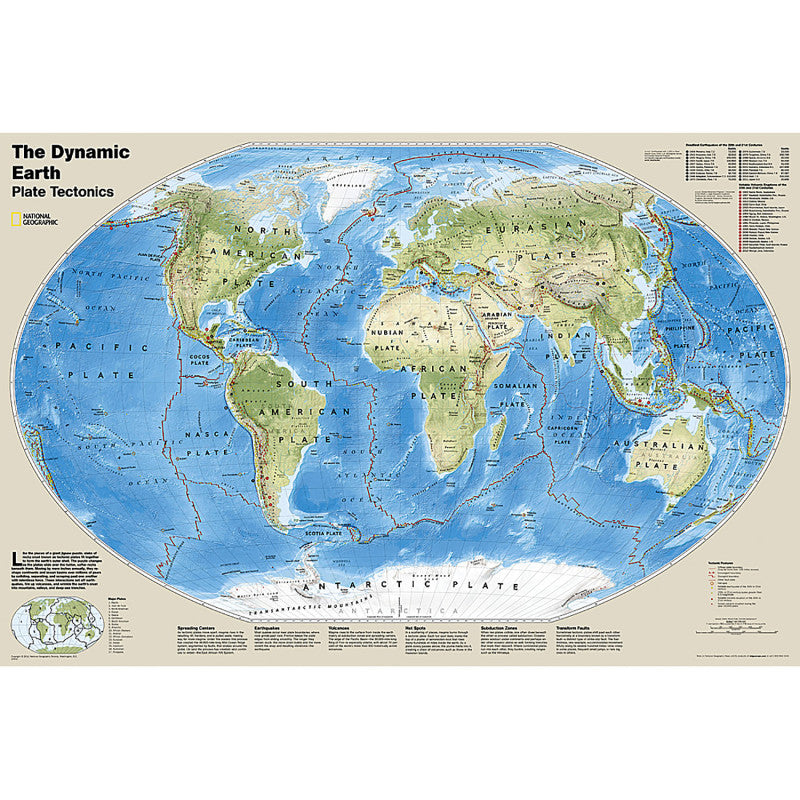 Dynamic Earth Plate Tectonics Map Laminated