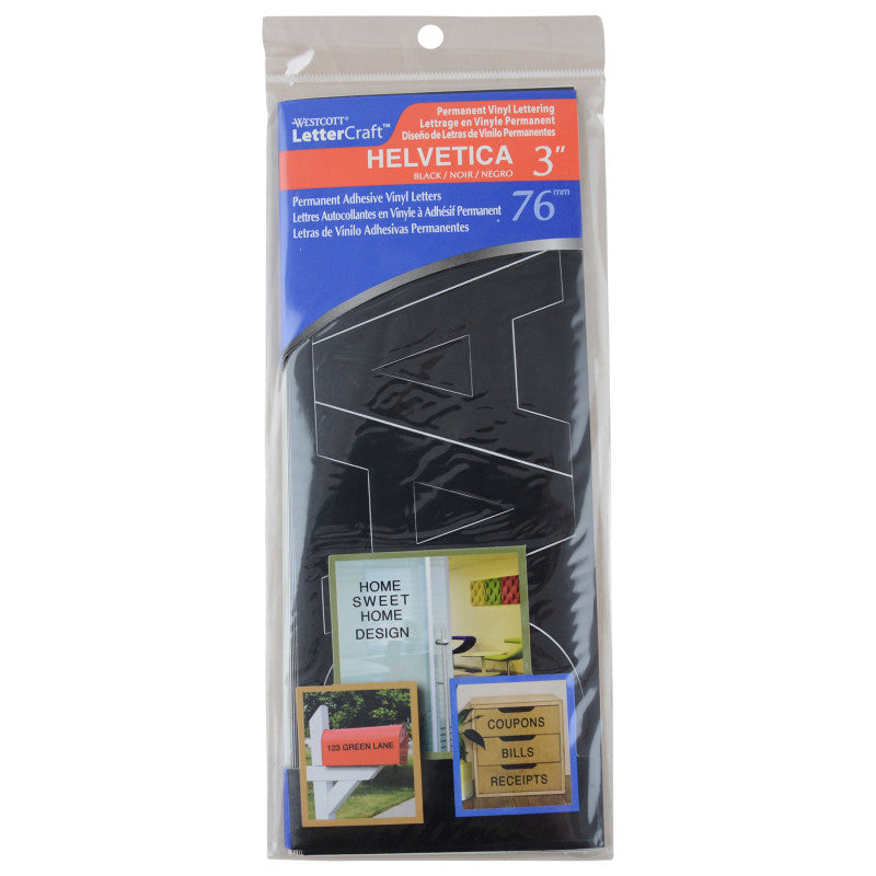 3In Helvetica Vinyl Letters Black Permanent (Pack of 10)