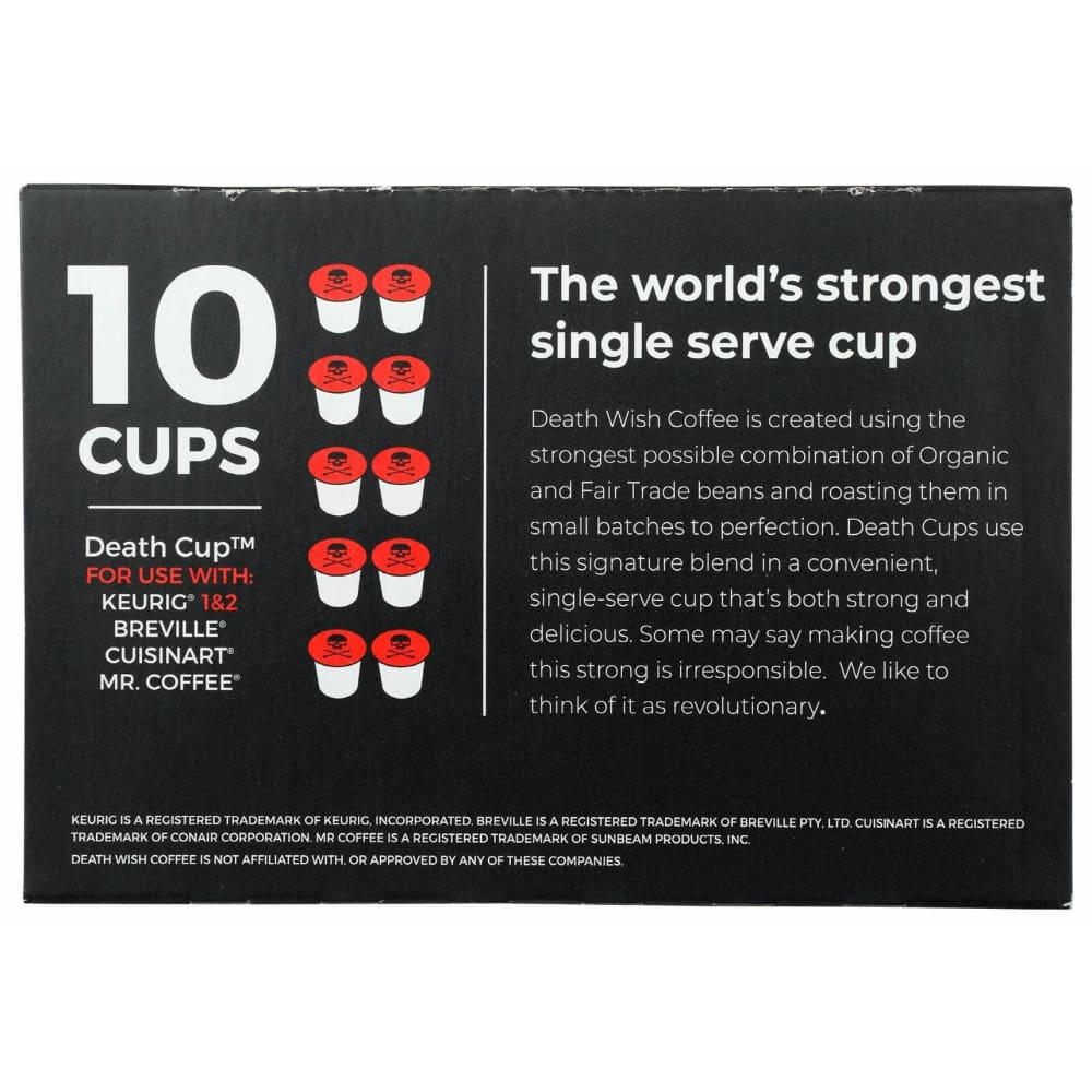 DEATH WISH COFFEE Death Wish Coffee Dark Roast Death Cups, 10 Cp