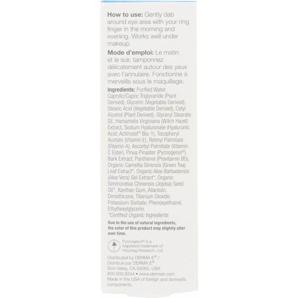 Derma E Derma E Hydrating Eye Cream with Hyaluronic Acid and Pycnogenol, 0.5 oz