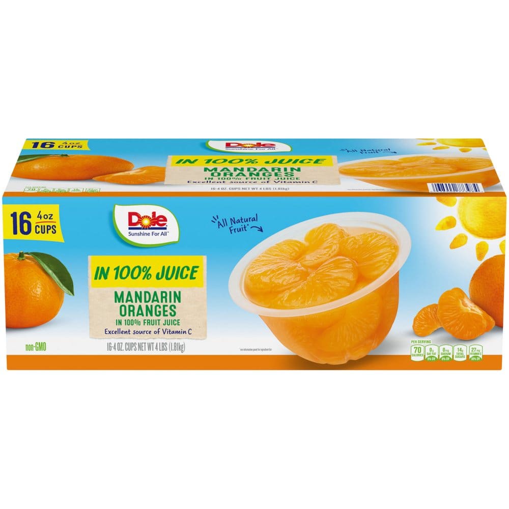 Dole Mandarin Oranges in 100% Fruit Juice (4 oz. 16 pk.) - Fruit Cups & Applesauces - Dole Mandarin