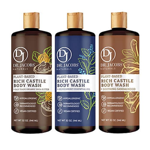 Dr Jacobs Castile Body Wash 3 pk./32 oz. - Shea Butter/Peppermint/ Sandalwood - Home/Personal Care/Personal Care Value Packs & Bundles/ -