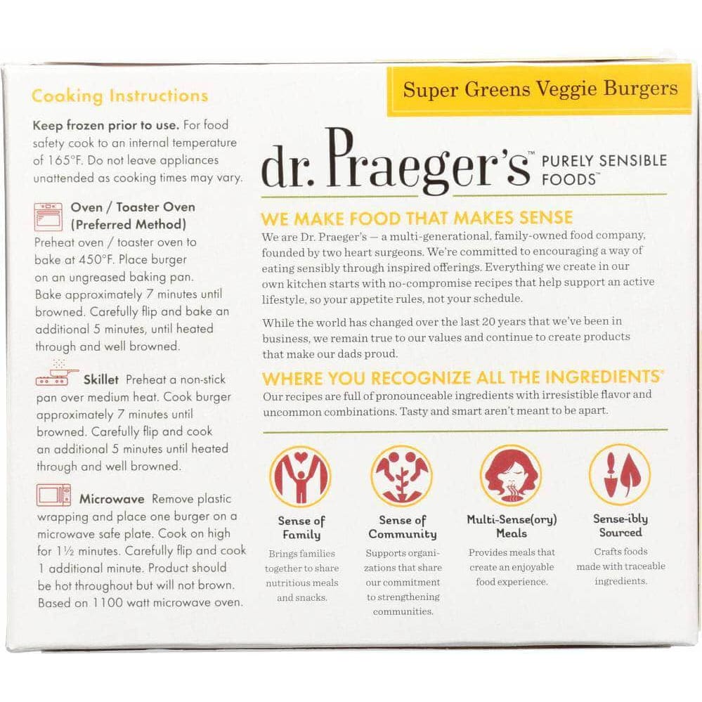 Dr Praegers Dr Praeger Super Greens Veggie Burgers, 10 oz