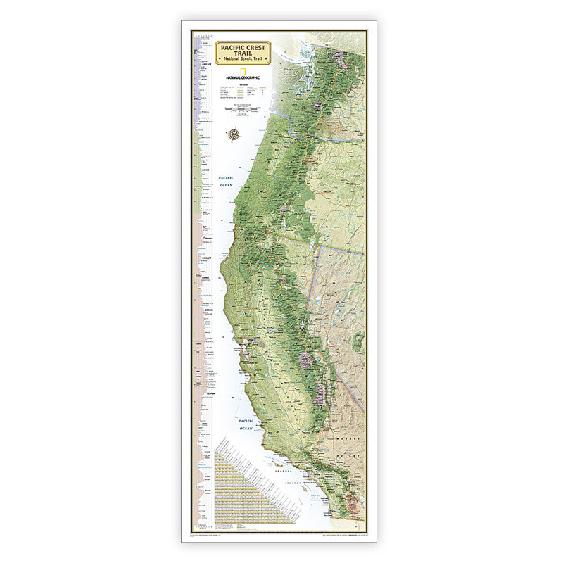 Pacific Crest Trail Map Laminated