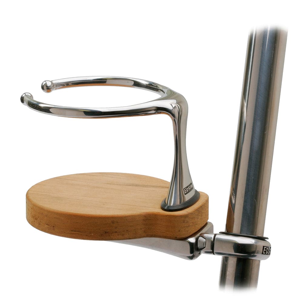 Edson Clamp-On Drink Holder - Single - Teak - Marine Hardware | Teak,Sailing | Accessories - Edson Marine