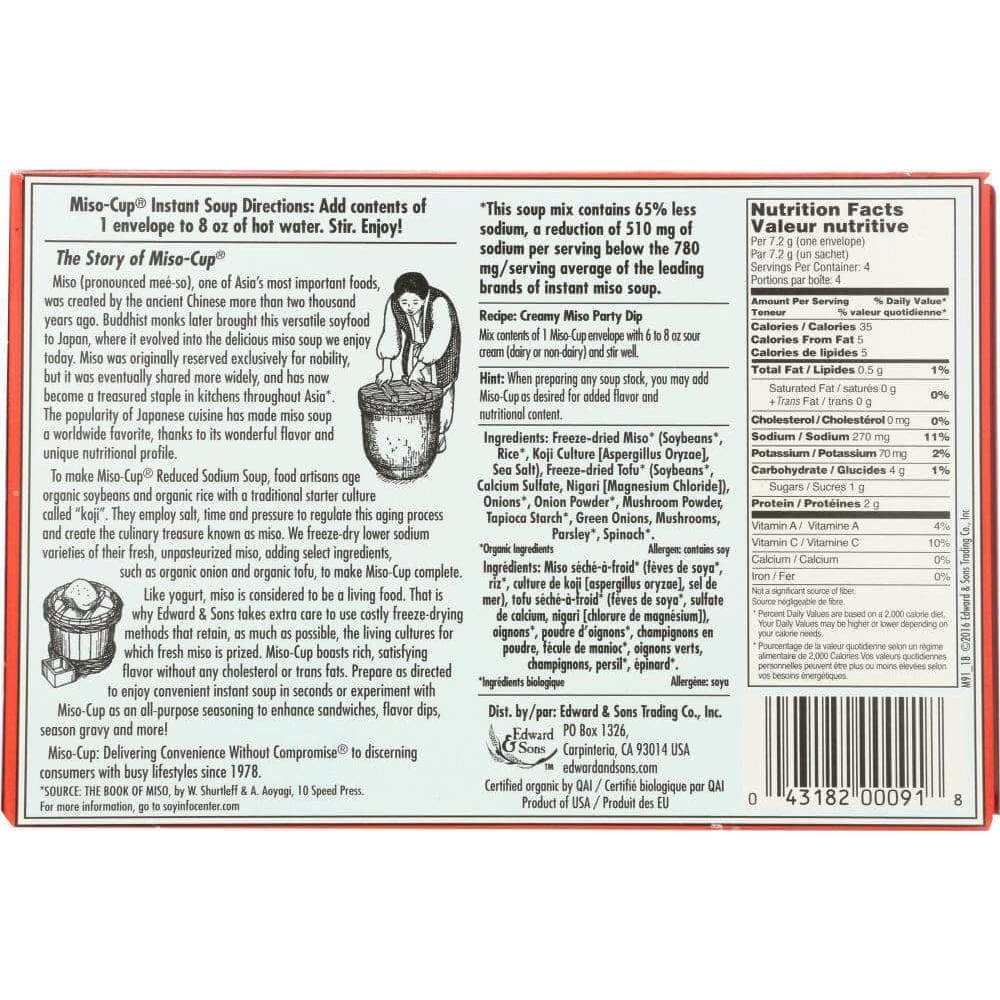 Edward & Sons Edward & Sons Miso Cup Mix Reduced Salt Organic 3-4 P, 1 oz