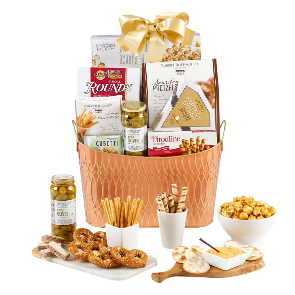 Embossed Metal Corporate Gift Basket 36.06 oz. - Gift Baskets - ShelHealth
