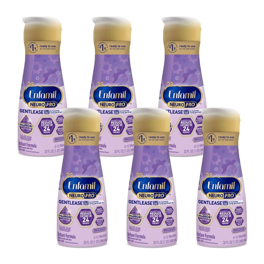 Enfamil NeuroPro Gentlease Infant Formula with Iron Ready to Use (32 fl. oz. 6 pk.) - Baby Feeding Products​ - Enfamil