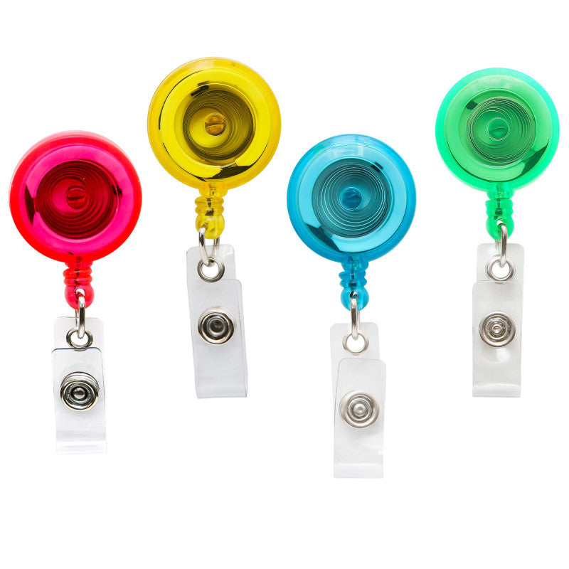 Id Badge Reel 4/Pk Red Blu Ylw Grn (Pack of 3)