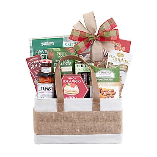 Festive Gourmet Fabric Tote - Home/Seasonal/Holiday/Holiday Candy & Gift Baskets/ - Houdini