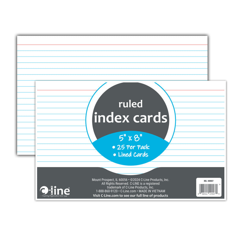 5 X 8 Index Cards White Ruled 25Ct (Pack of 12)