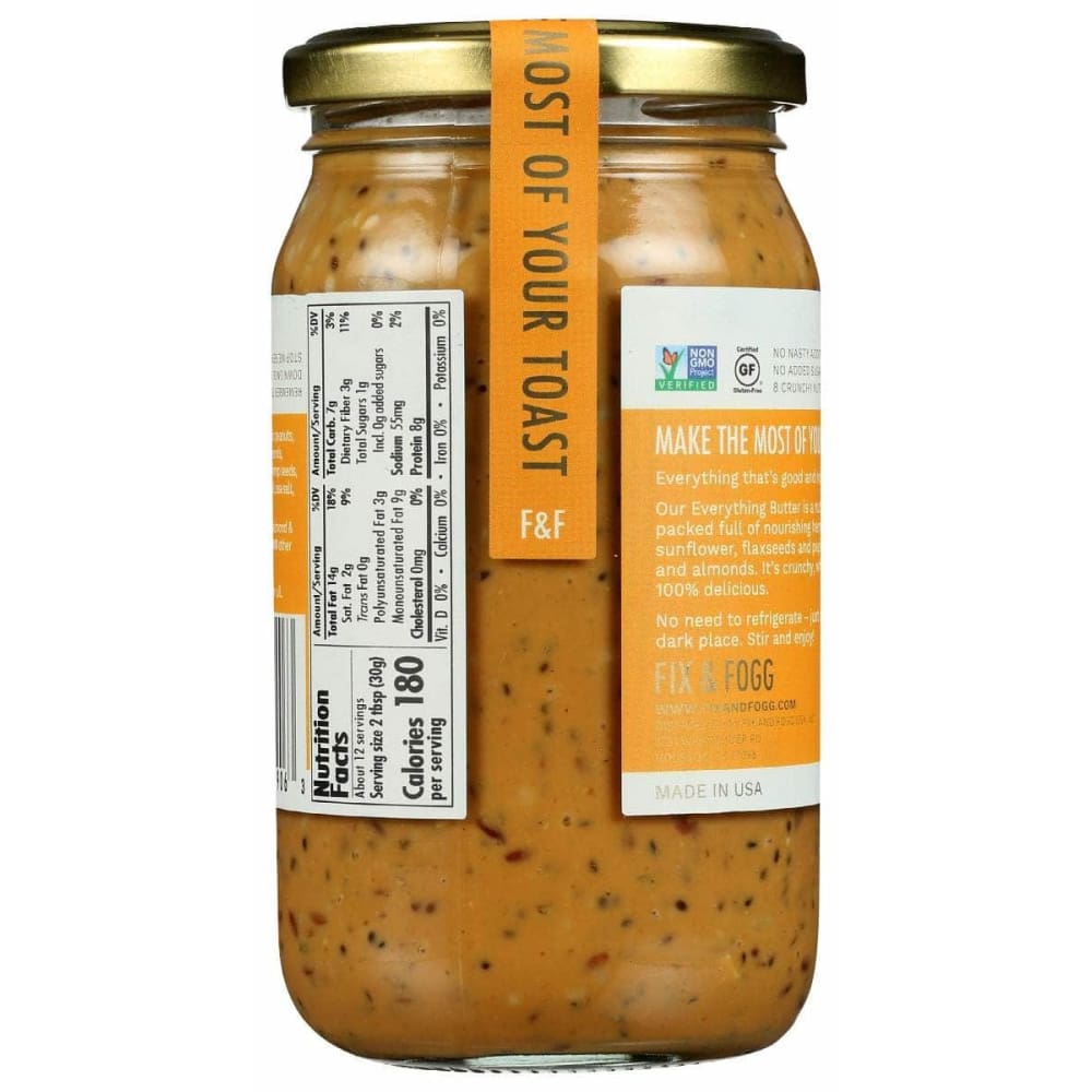 FIX & FOGG Grocery > Dairy, Dairy Substitutes and Eggs > Butters > Nut & Seed Butter Other FIX & FOGG: Everything Butter, 13.2 oz