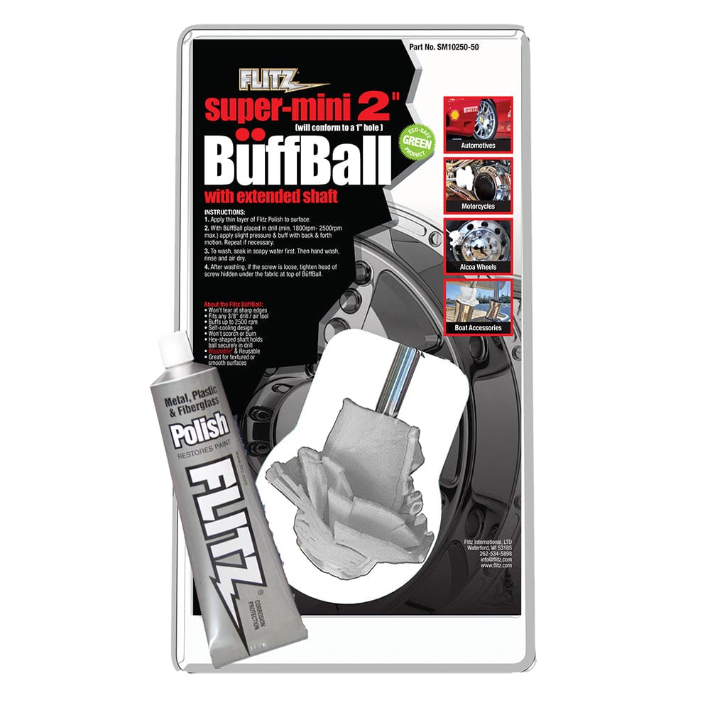 Flitz Buff Ball - Super Mini 2 - White w/ 1.76oz Tube Flitz Polish - Boat Outfitting | Cleaning - Flitz