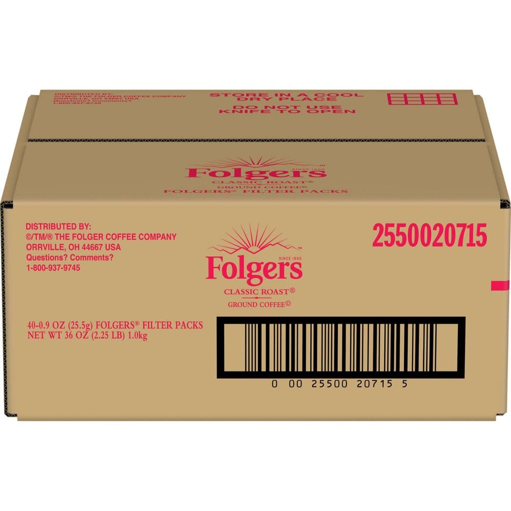 Folgers Classic Roast Ground Coffee Filter Packs (0.9 oz. 40 ct.) - Ground Coffee - Folgers