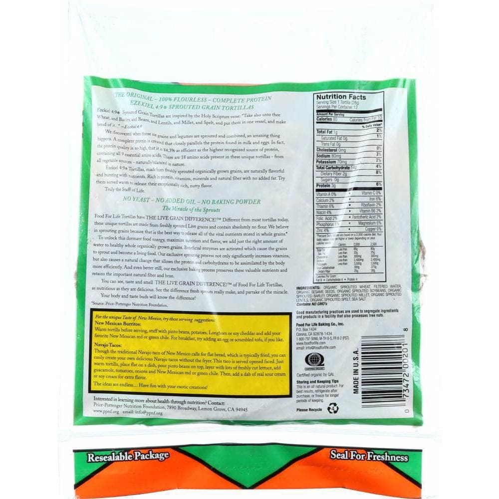 Food For Life Food For Life Ezekiel 4:9 Small Sprouted Grain Tortillas New Mexico Style, 12 oz