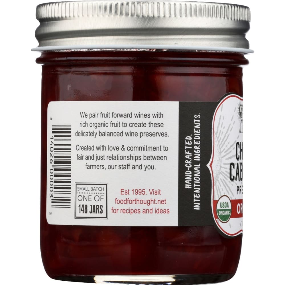 FOOD FOR THOUGHT: Organic Cherry Cabernet Preserves 9 oz - Grocery > Pantry > Jams & Jellies - FOOD FOR THOUGHT