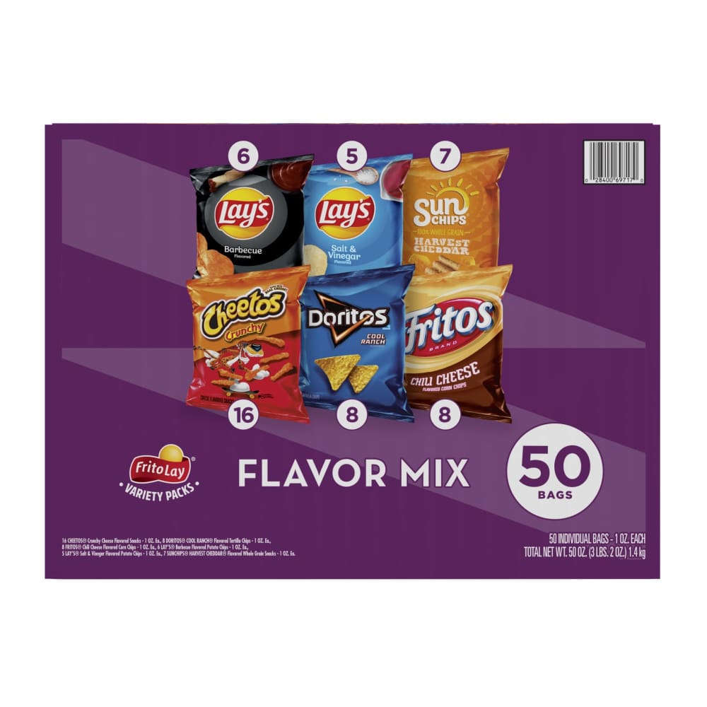 Frito Lay Variety Pack of Snacks and Chips Flavor Mix 50 ct. - Frito