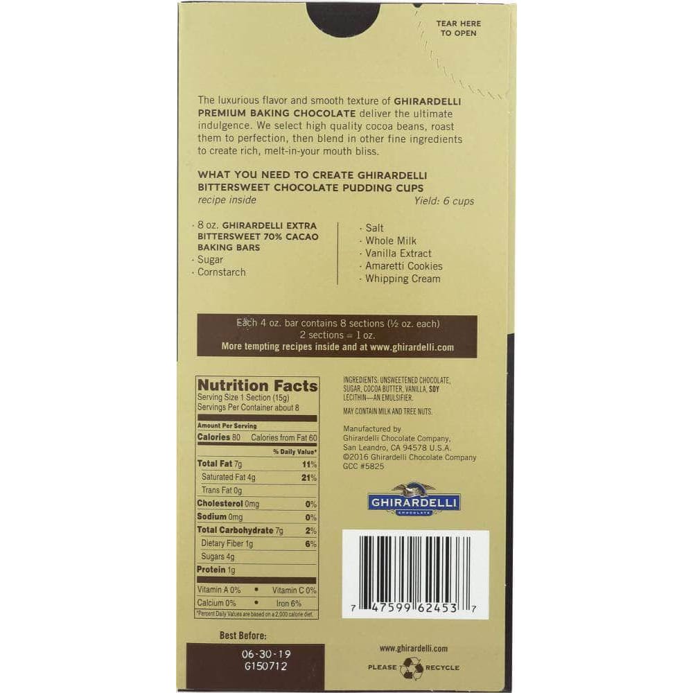 Ghirardelli Ghirardelli Chocolate Baking Bar 70% Extra Bittersweet, 4 oz