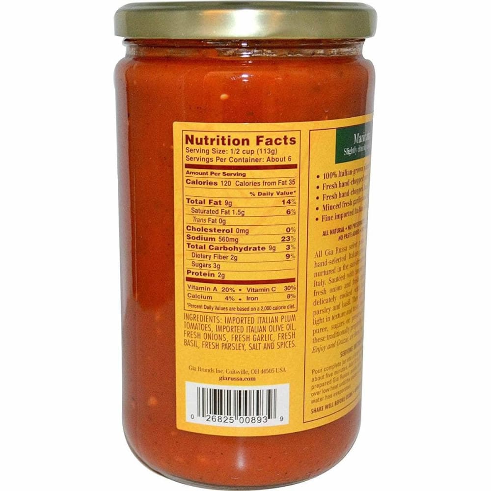 GIA RUSSA Grocery > Pantry > Pasta and Sauces GIA RUSSA Marinara Pasta Sauce, 24 oz