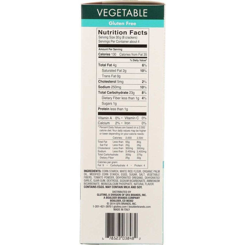 Glutino Glutino Gluten Free Crackers Vegetable, 4.4 oz