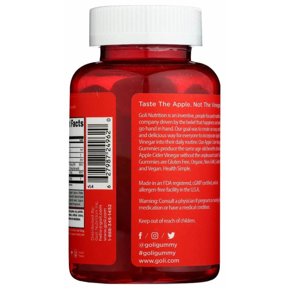 GOLI NUTRITTION Goli Nutrition Apple Cider Vinegar Gummy, 60 Pc