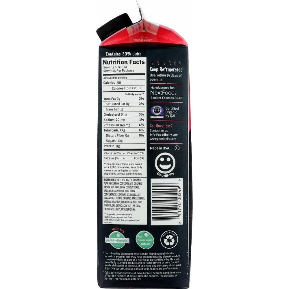 Good Belly Good Belly No Added Sugar Raspberry Blackberry Juice, 32 oz