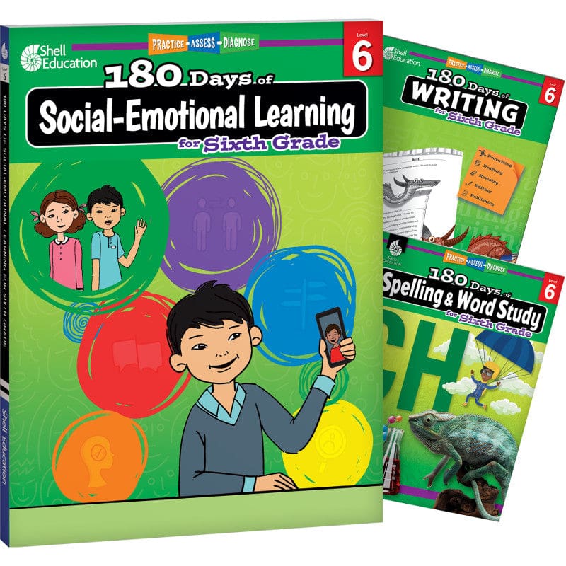 Gr 6 180 Days Sel 3 Book Set Writing Spelling - Writing Skills - Shell Education