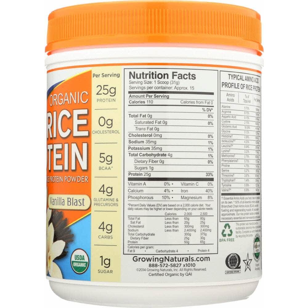 GROWING NATURALS Growing Naturals Organic Rice Protein Vanilla Blast, 16.4 Oz
