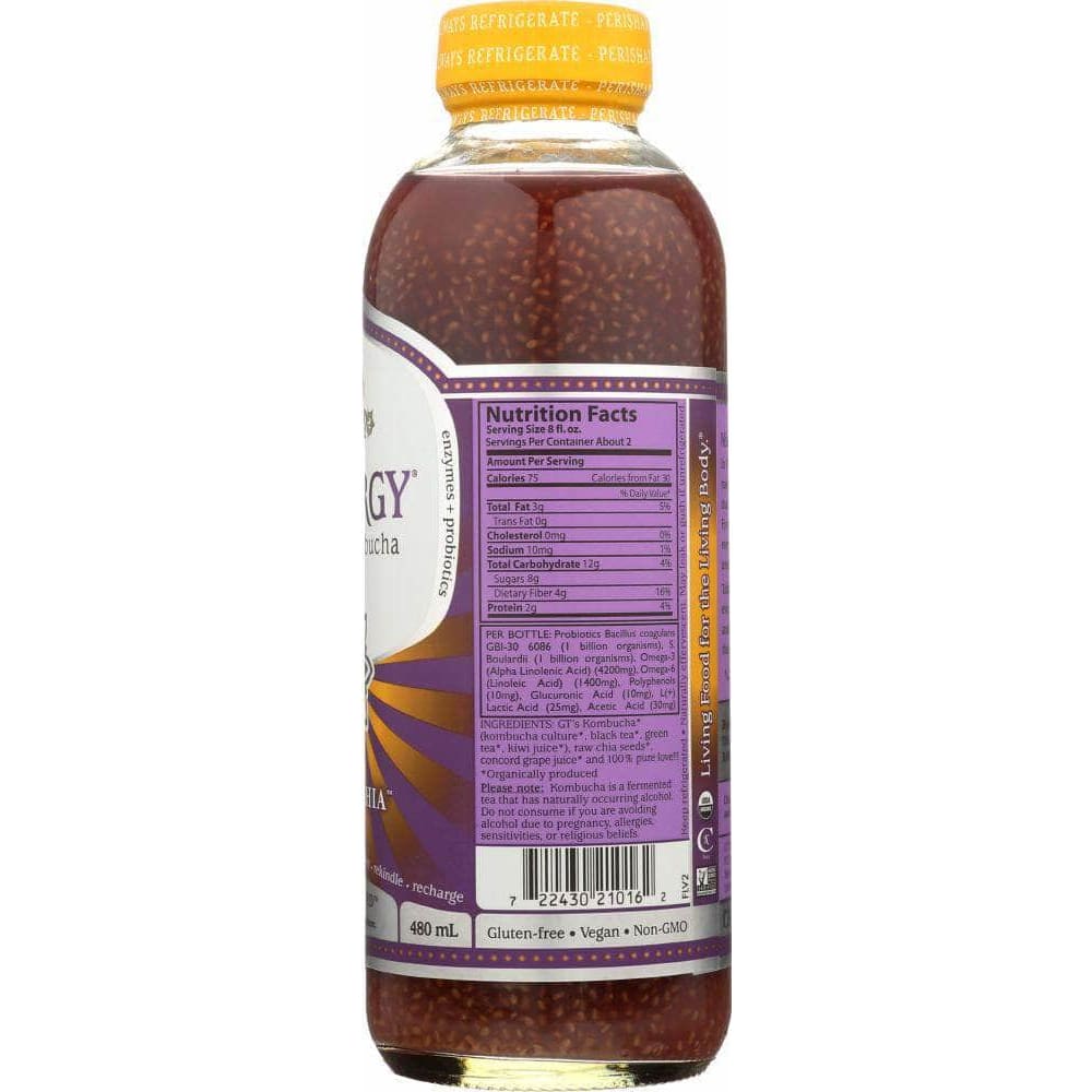 Gts Living Foods Gt's Enlightened Grape Chia Kombucha, 16 oz