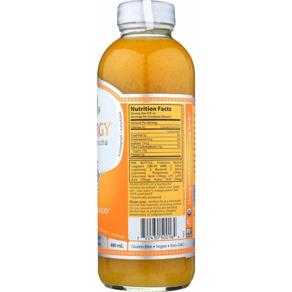 Gts Living Foods Gt's Enlightened Kombucha Synergy Organic and Raw Kombucha Mystic Mango, 16 Oz