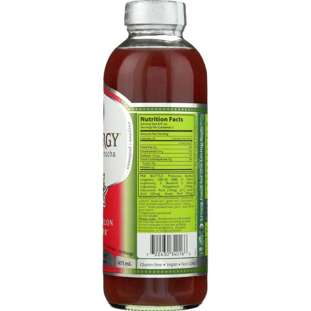 Gts Living Foods Gt's Enlightened Kombucha Synergy Organic Kombucha Watermelon Wonder, 16 oz