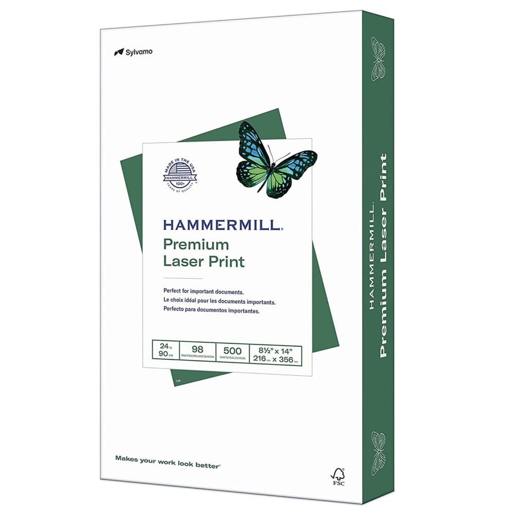 Hammermill - Laser Print Paper 24lb 98 Bright 8-1/2 x 14 - Ream - Copy & Multipurpose Paper - Hammermill