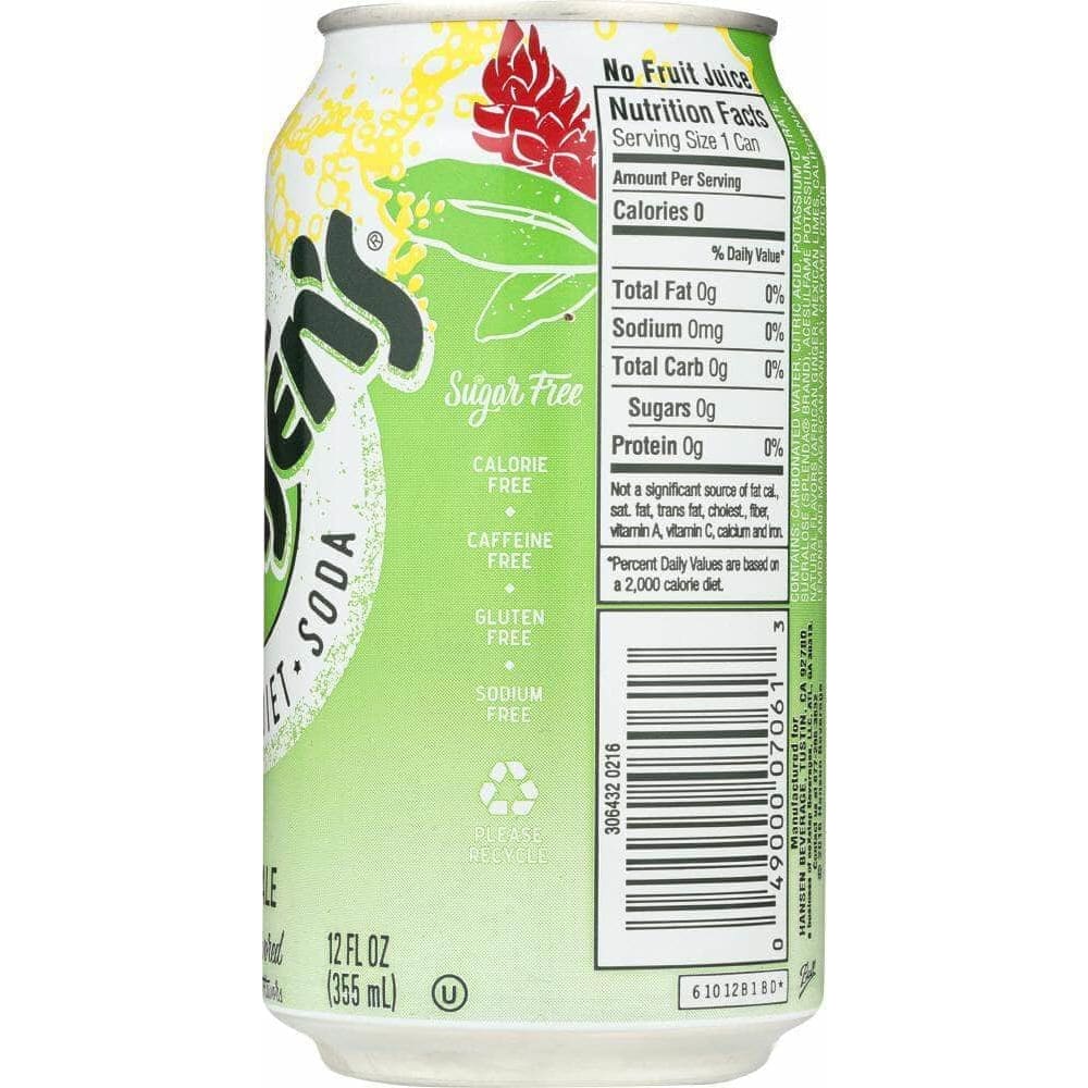 Hansens Hansen Diet Soda Ginger Ale 6-12oz, 72 oz