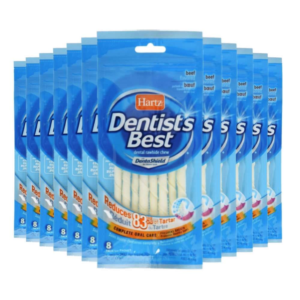 Hartz Dentist’s Best DentaShield Rawhide Twists 8 ct - 12 Pack - Hartz
