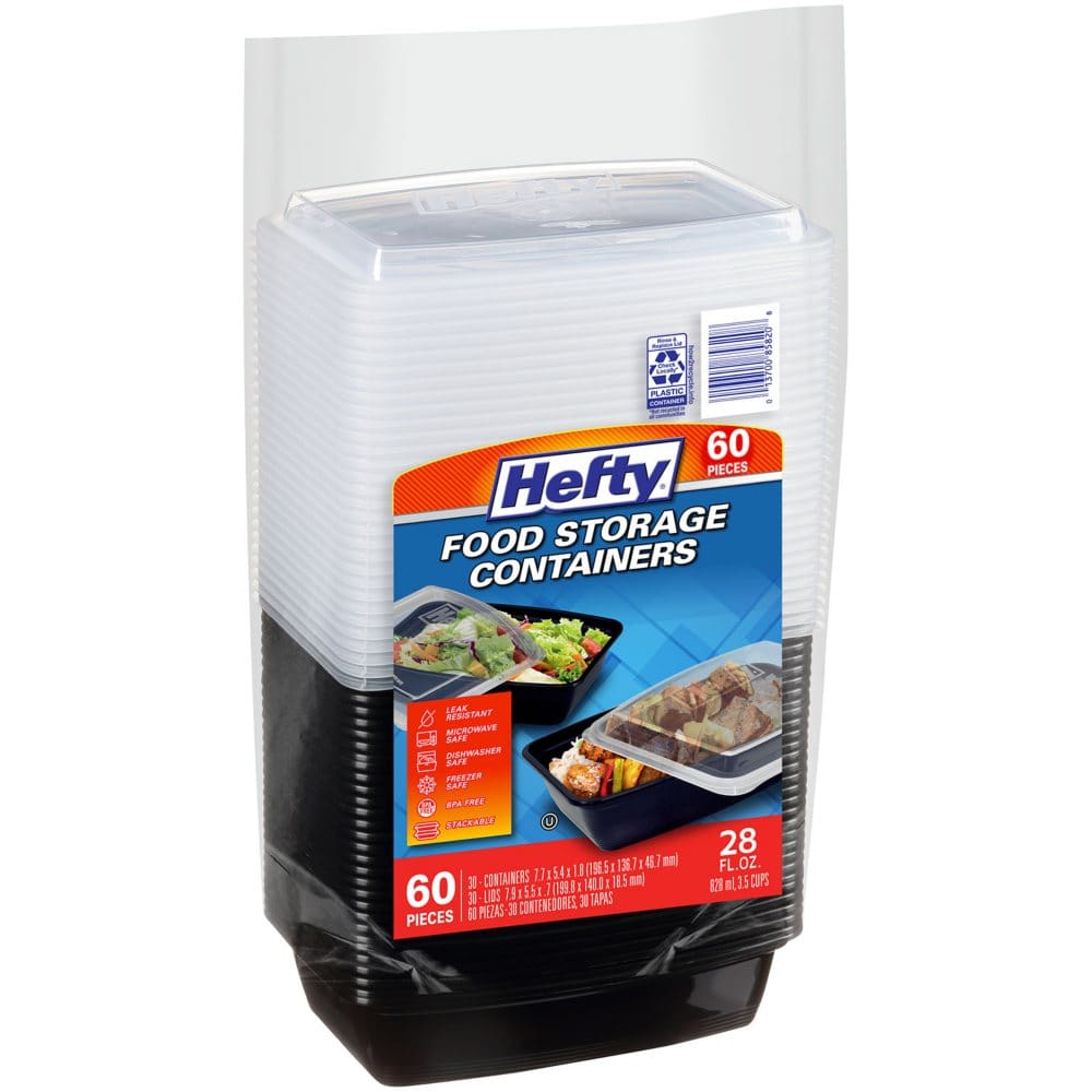 Hefty Food Storage Containers w/ Lid (28 oz. 30 ct.) - Disposable Tableware - Hefty