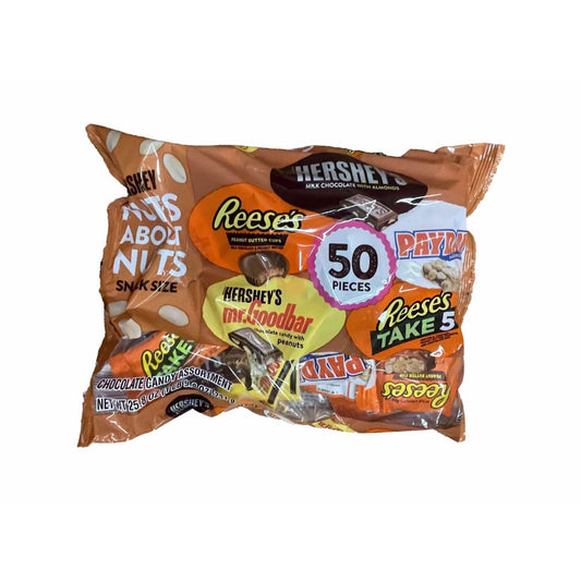 Hershey's Hershey, Nuts About Nuts Assortment Snack Size Candy, Halloween, 25.8 oz, Variety Bag (50 Pieces)