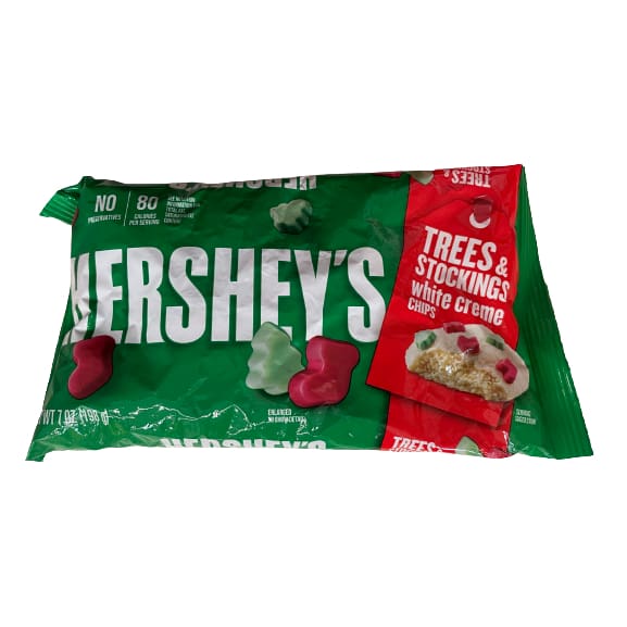 HERSHEY’S White Creme Trees and Stockings Baking Chips Christmas 7 oz Bag - HERSHEY’S