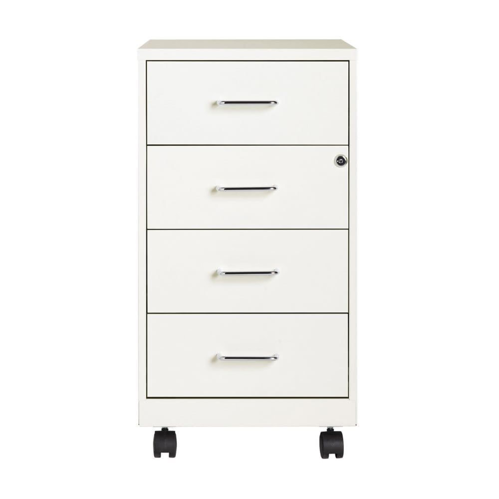 Hirsh 18 Deep 4-Drawer Metal Mobile Organizer 4 Box Drawers White - File Cabinets - ShelHealth