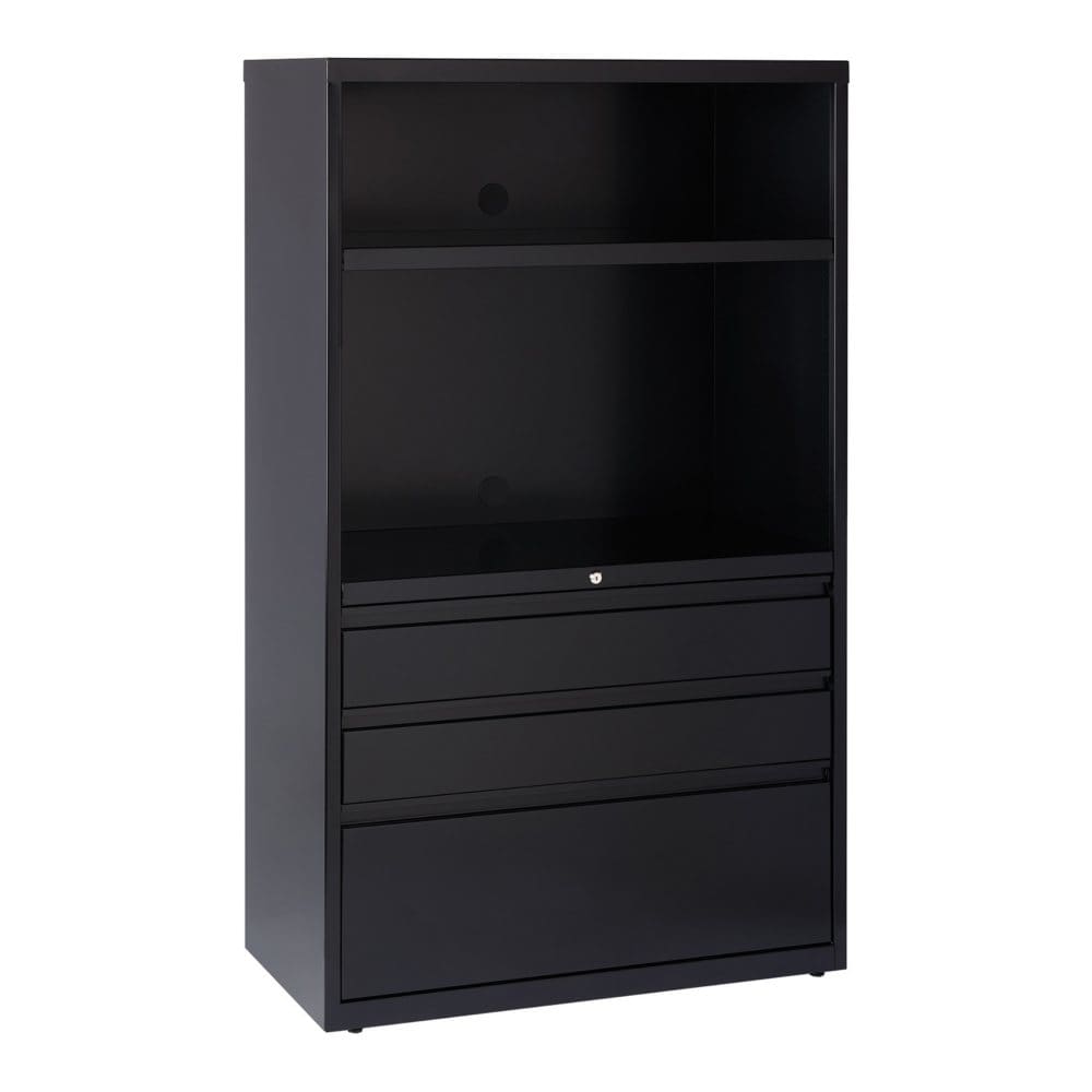 Hirsh 36 Wide 3 Drawer Lateral Combo File Cabinet Black - File Cabinets - ShelHealth