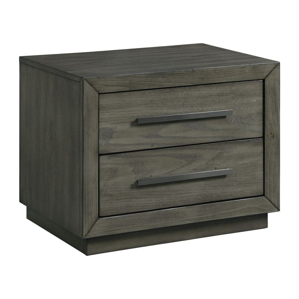 Hollis 2-Drawer Oak and Pine Wood Nightstand Grey - Modern Contemporary - Hollis
