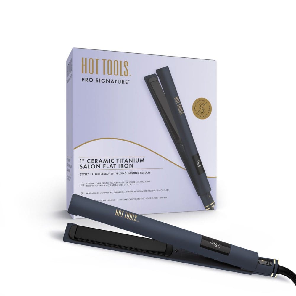 Hot Tools Pro Signature 1 Ceramic Titanium Salon Flat Iron - Styling Tools - Hot