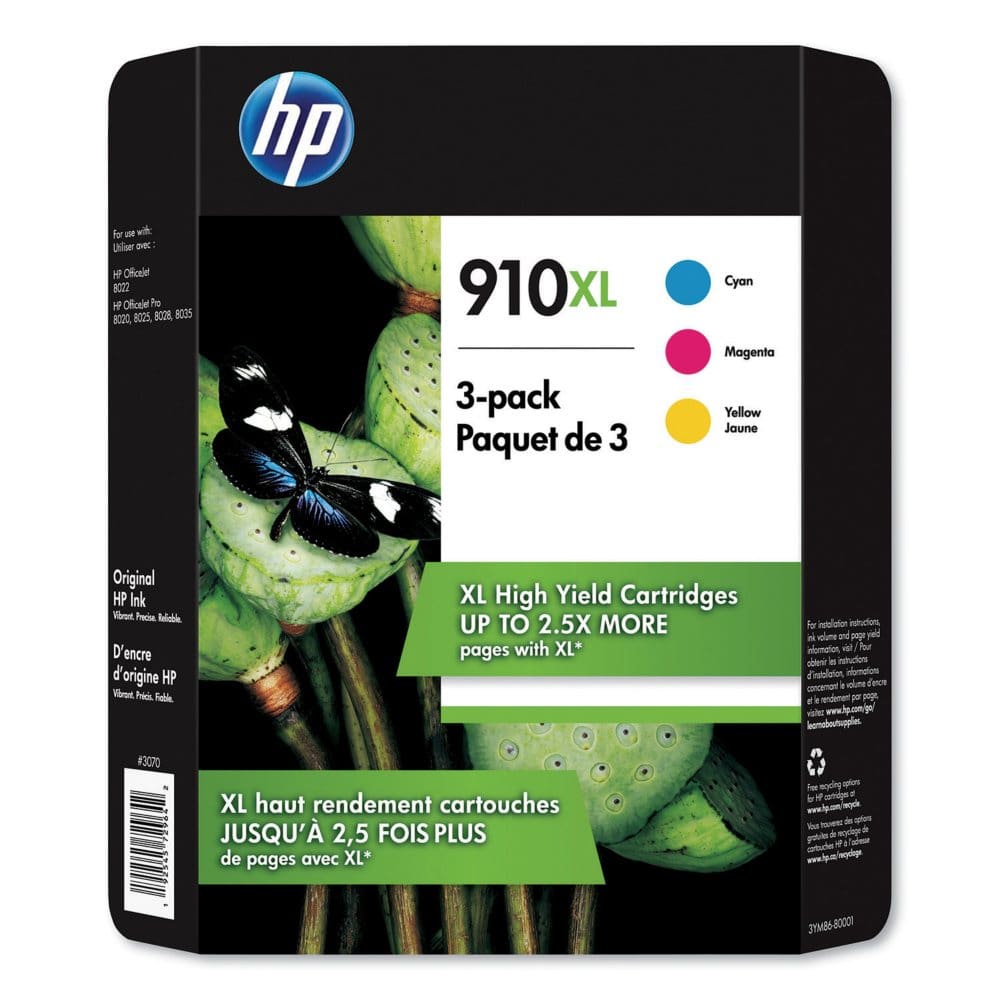 HP 910XL High Yield Cyan/Magenta/Yellow Original Ink Cartridge 3 Color Pack - Ink Cartridges - HP