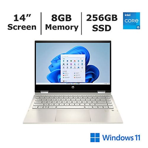 HP Pavilion x360 14 FHD IPS 2-in-1 Touchscreen Notebook Intel Core i5 Processor 8GB RAM 256GB SSD Intel Iris Xe Graphics - Home/Office &