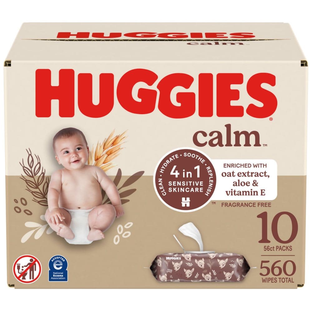 Huggies Calm Baby Wipes 4-in-1 Sensitive Skincare Unscented (560 ct.) - Baby Wipes - Huggies