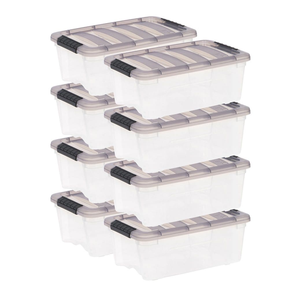 IRIS USA 13-Quart Stack & Pull Clear Plastic Storage Box Gray (Set of 8) - Storage & Organization - IRIS