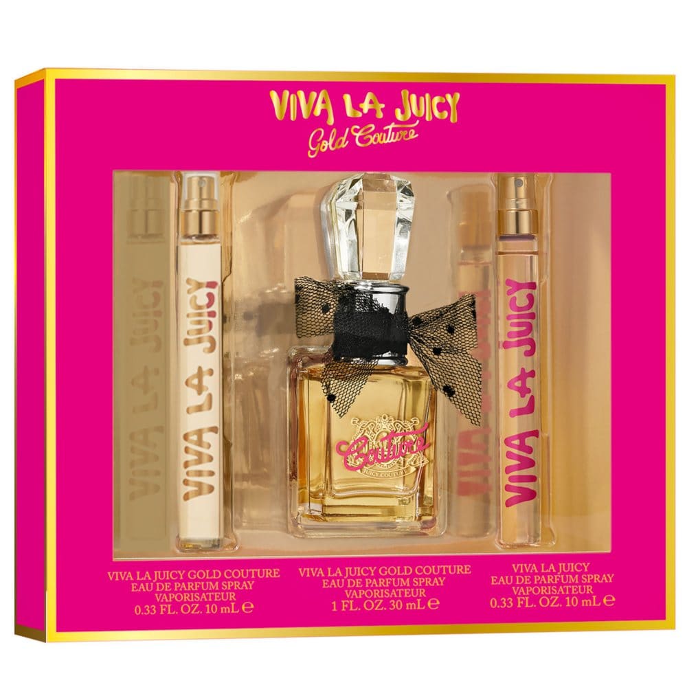 Juicy Couture Viva La Juicy Gold Couture for Women Fragrance 3 Piece Gift Set - Womenβs Perfume - Juicy