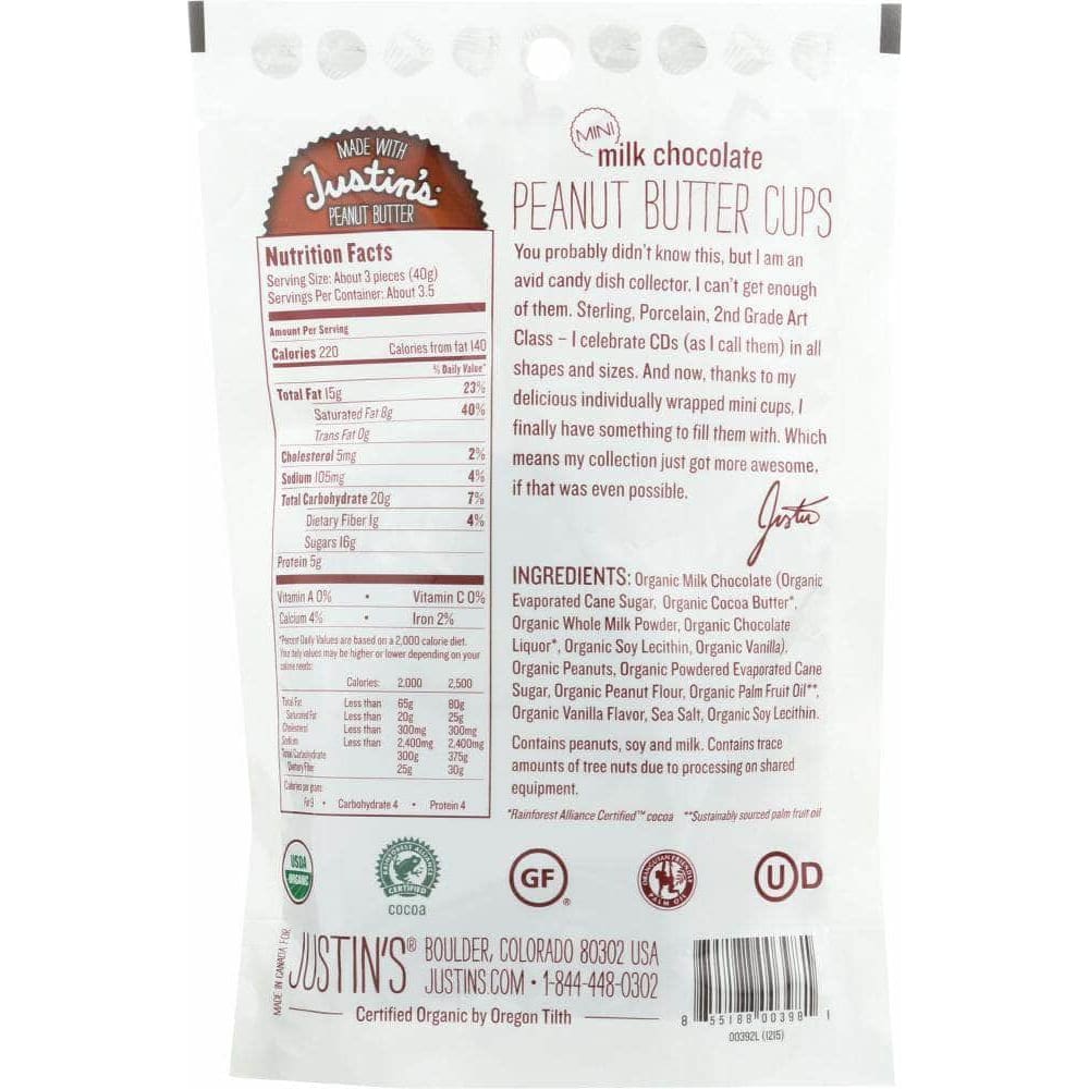Justins Justin's Mini Peanut Butter Milk Chocolate, 4.7 oz