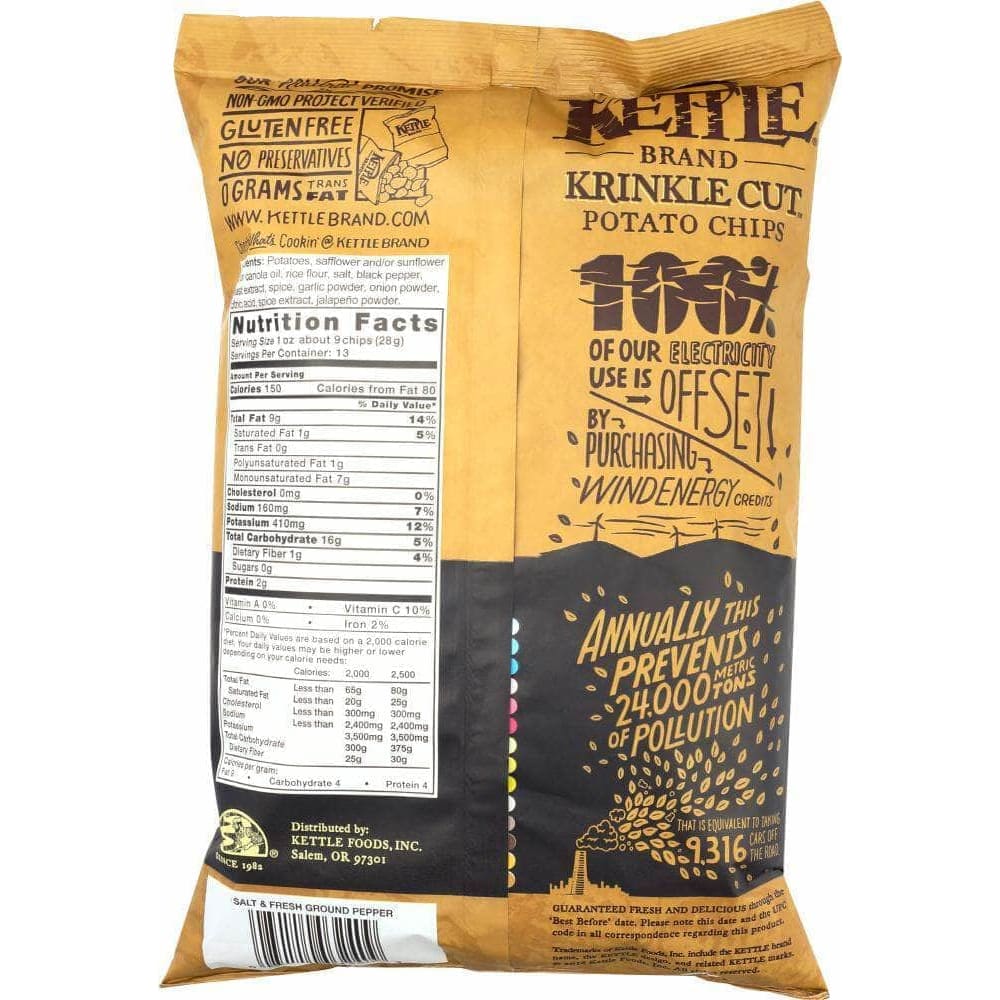 Kettle Brand Kettle Brand Krinkle Cut Potato Chips Salt & Fresh Ground Pepper, 13 oz