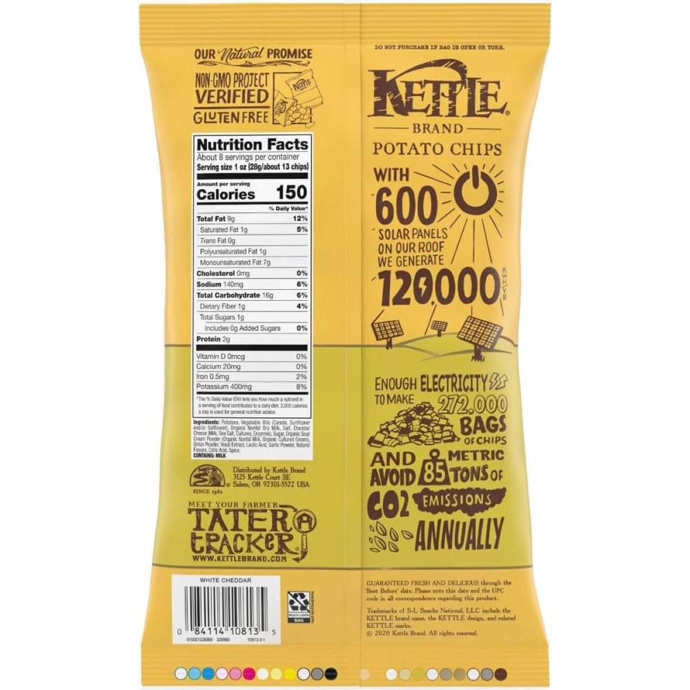 KETTLE FOODS Kettle Foods Chip Pto White Cheddar, 8.5 Oz