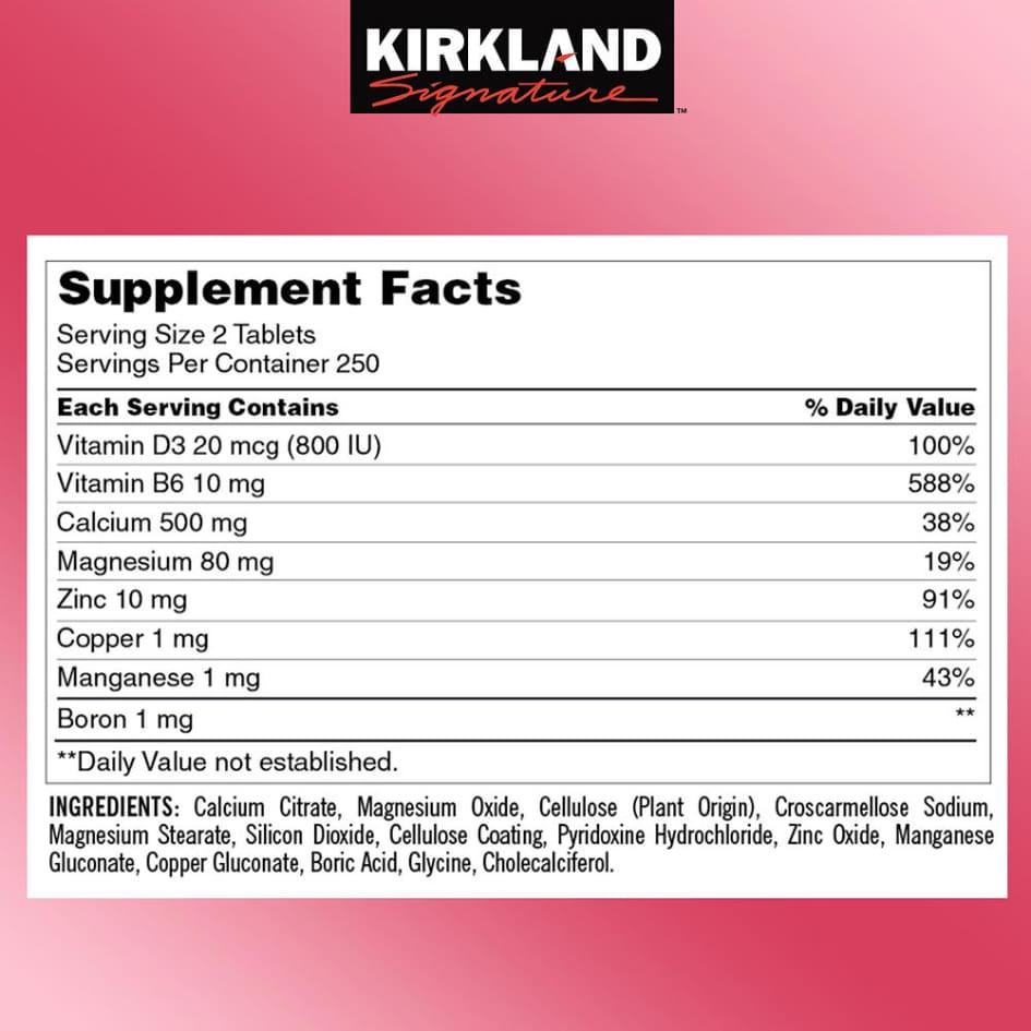 Kirkland Signature Calcium Citrate Magnesium and Zinc 500 Tablets - All Vitamins & Supplements - Kirkland Signature